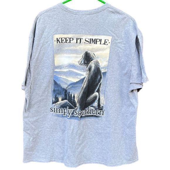 NWT Simply Southern‎ ‘Keep It Simple’ Black Lab Dog Short Sleeve Tshirt Gray XXL - Picture 1 of 5